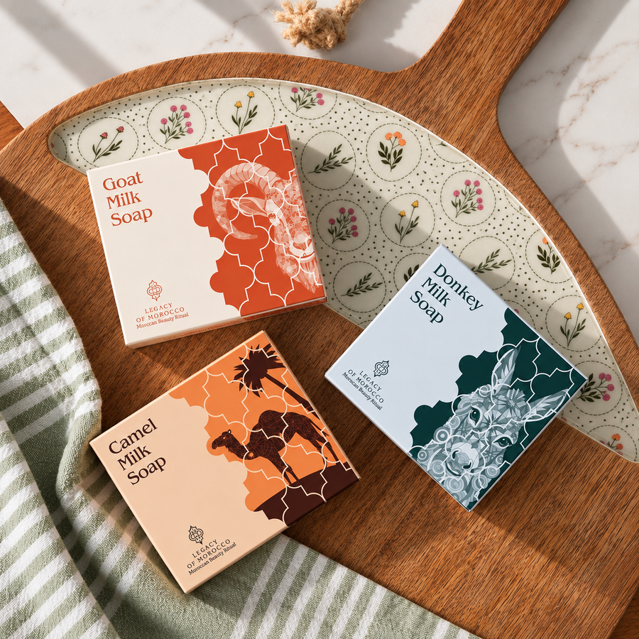 Set 3 săpunuri cu lapte: cămilă, capră, măgăriță