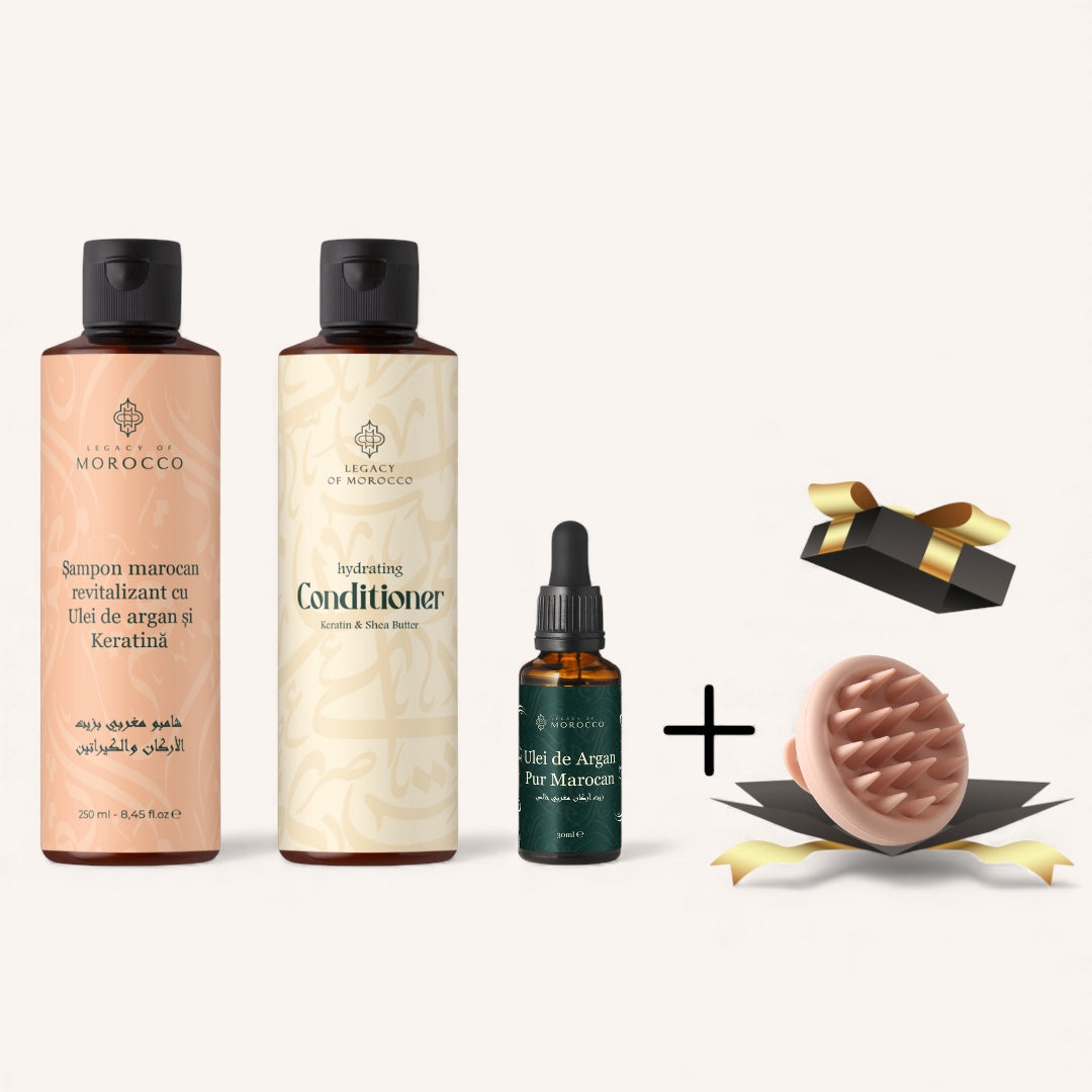 Ритуал за възстановяване с арган и кератин + безплатна четка за масаж на скалпа
